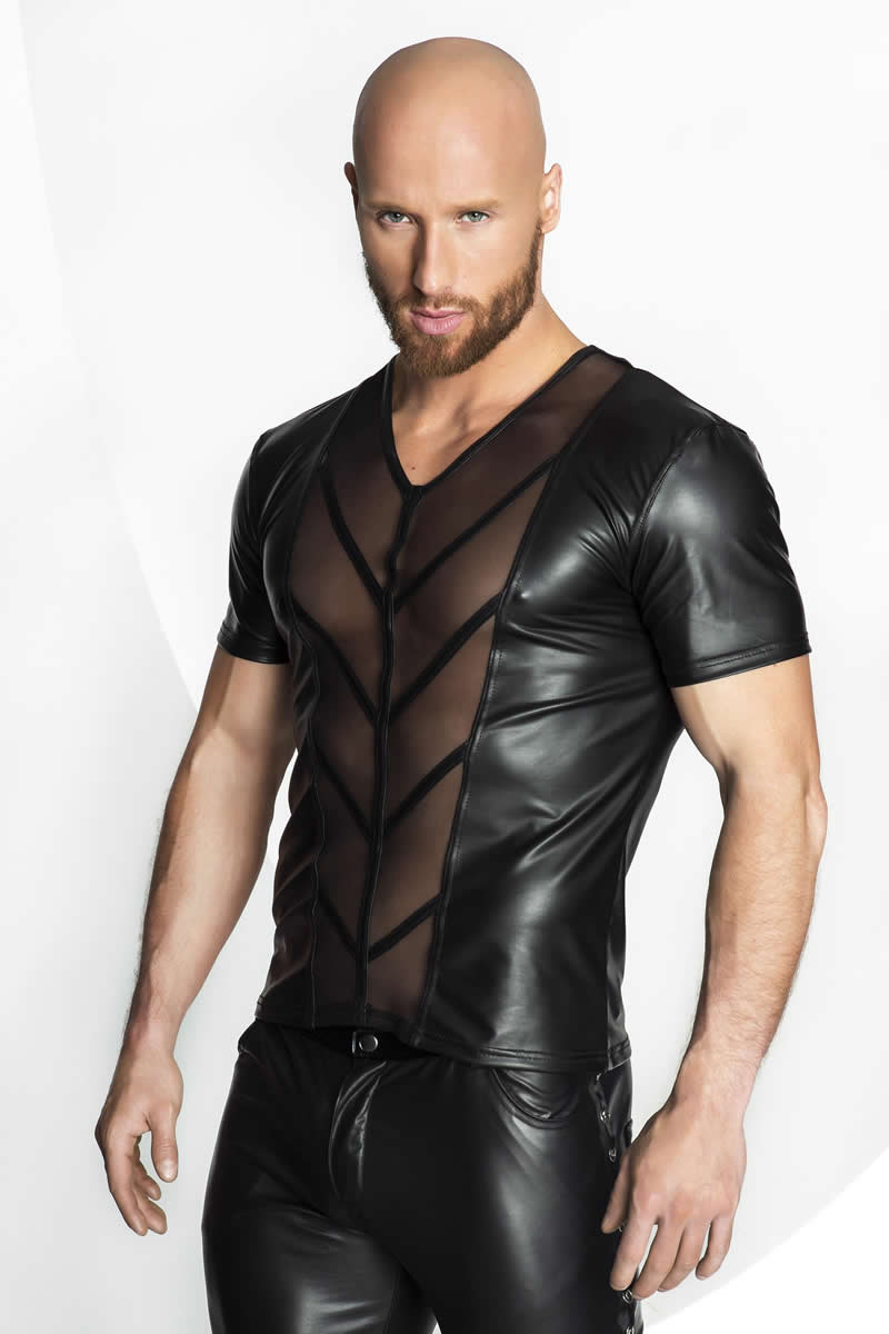Camisa sexy com riscas sensuais