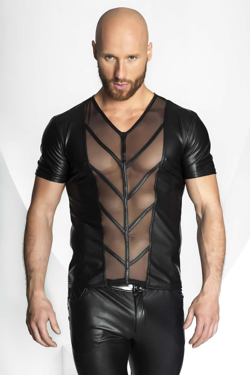 Camisa sexy com riscas sensuais
